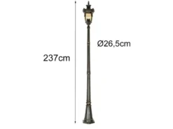 LED Mastleuchte im Jugendstil mit Amberglas, Höhe 237cm