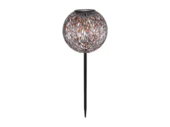 LED Metall Solarkugel Ø 18cm mit Erdspieß, Silber Antik