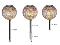 LED Metall Solarkugeln 3er SET Ø 18cm & 27cm mit Erdspieß