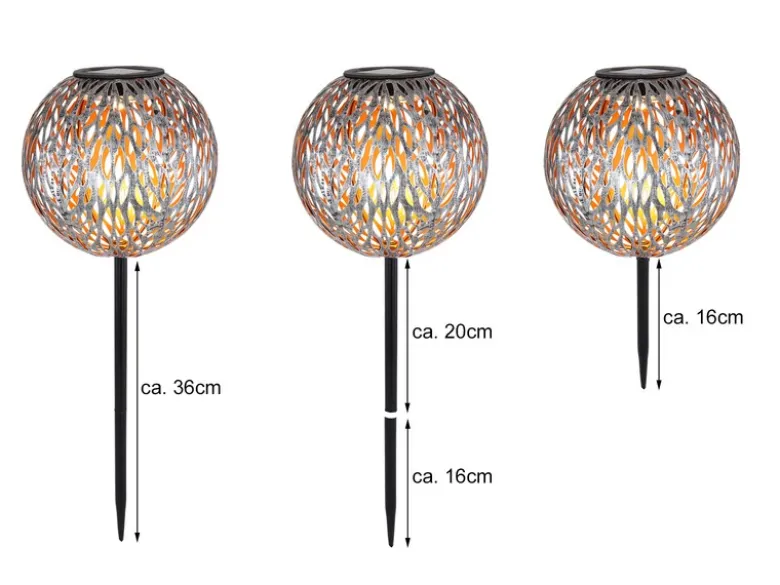 LED Metall Solarkugeln 3er SET Ø 18cm & 27cm mit Erdspieß
