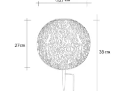 LED Metall Solarkugeln 2er Set Ø 27cm mit Erdspieß, Silber Antik