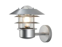 LED Moderne Außen Wandlaterne aus Edelstahl, Silber Höhe 24cm
