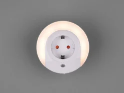 LED Nachtlicht BAILEY Plug-in mit Steckdose & Dämmerungssensor - Ø 9cm