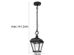 LED Outdoor Hängelampe Kettenlaterne Landhausstil, max. Höhe 141cm