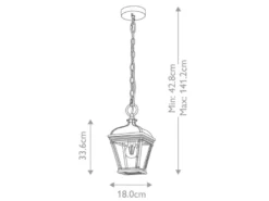 LED Outdoor Hängelampe Kettenlaterne Landhausstil, max. Höhe 141cm
