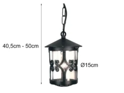 LED Outdoor Pendelleuchte aus Alu im Landhausstil, Schwarz Ø15cm