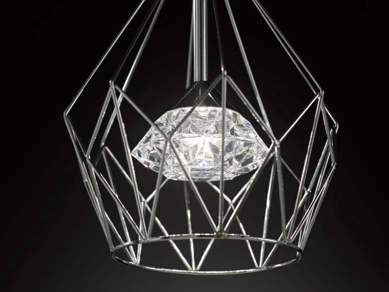 LED Pendelleuchte AMY mit Gitter Lampenschirm 1-flammig Silber, Ø 25cm