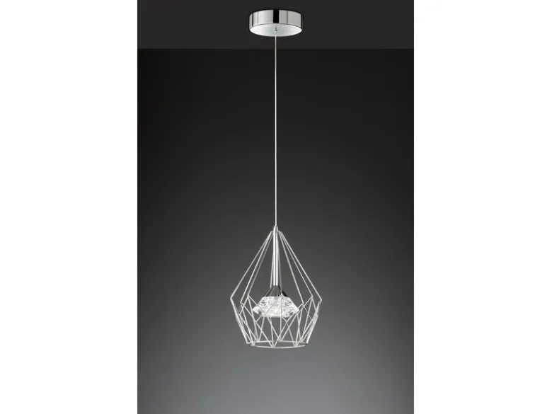 LED Pendelleuchte AMY mit Gitter Lampenschirm 1-flammig Silber, Ø 25cm