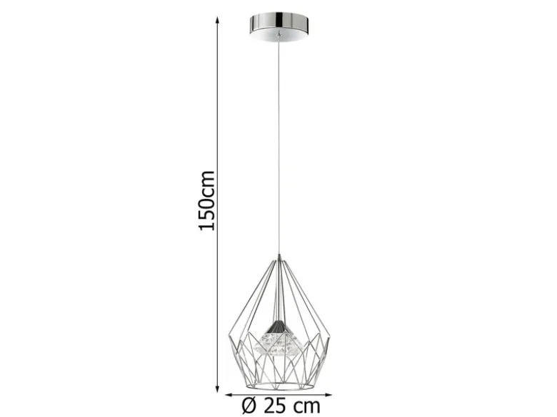 LED Pendelleuchte AMY mit Gitter Lampenschirm 1-flammig Silber, Ø 25cm
