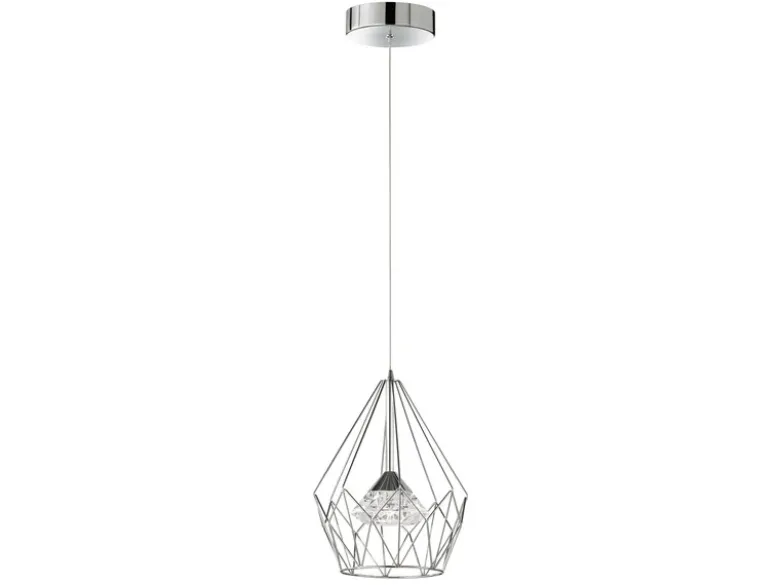 LED Pendelleuchte AMY mit Gitter Lampenschirm 1-flammig Silber, Ø 25cm