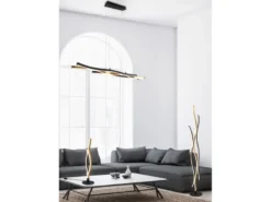 LED Pendelleuchte BLAZE Schwarz Gold dimmbar & 2 Lichtfarben, Breite 107cm