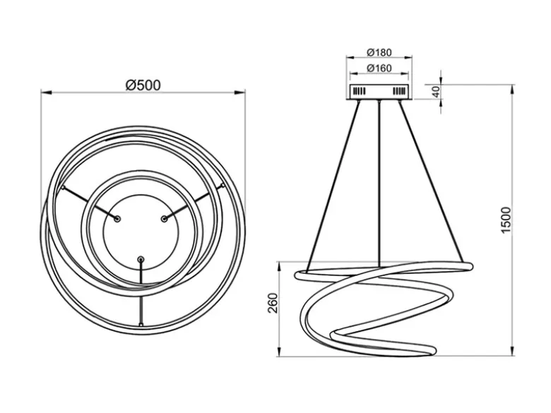 LED Pendelleuchte BOLOGNA Metall Chrom/Weiß 3 Stufen Dimmer, Ø 50cm