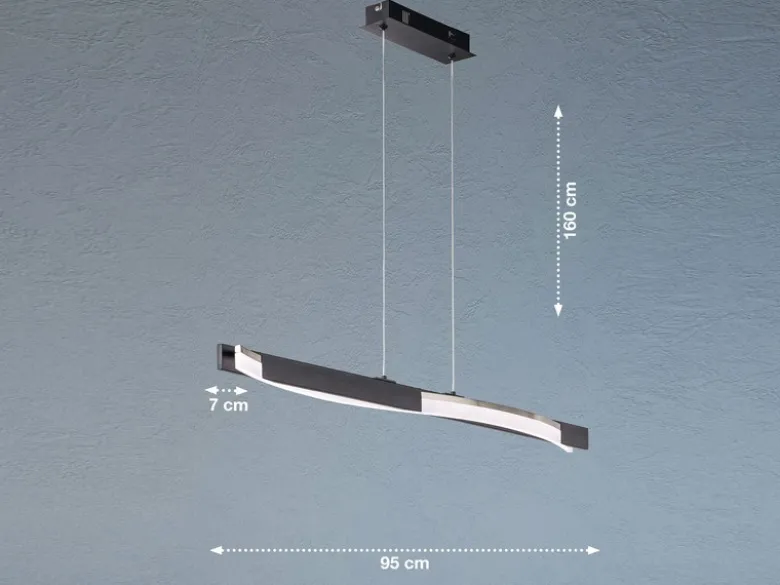 LED Pendelleuchte BRIDGE Schwarz/Weiß dimmbar, Breite 95cm