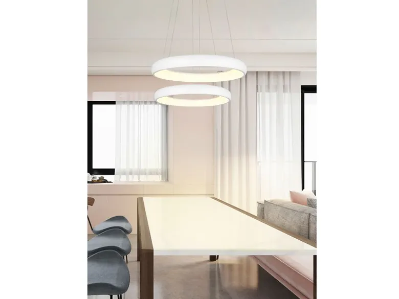 LED Pendelleuchte CARDONA groß Weiß, dimmbar & 3 Lichtfarben, Ø 62cm