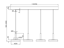 LED Pendelleuchte CELESTE 4-flammig höhenverstellbar Glas Weiß, B: 115cm