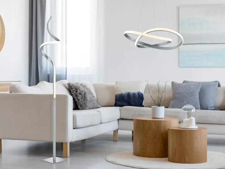 LED Pendelleuchte COURSE Silber mit Stufen Dimmer, 4000K Neutralweiß, Ø 60cm