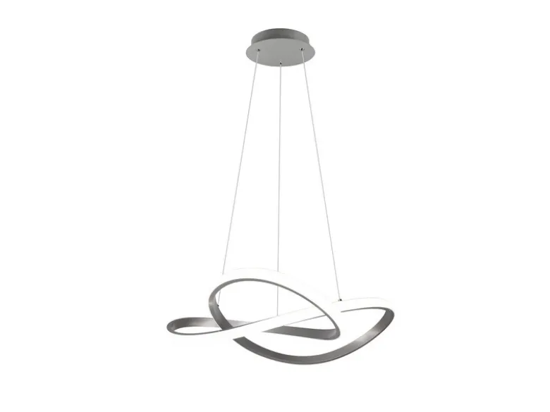 LED Pendelleuchte COURSE Silber mit Stufen Dimmer, 4000K Neutralweiß, Ø 60cm