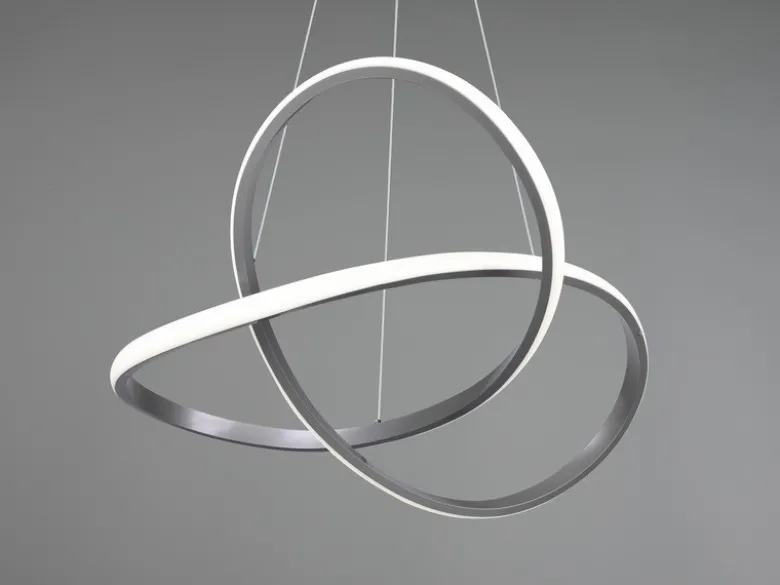 LED Pendelleuchte COURSE Silber mit Stufen Dimmer, 4000K Neutralweiß, Ø 60cm
