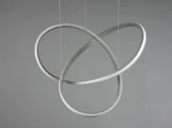 LED Pendelleuchte COURSE Silber mit Stufen Dimmer, 4000K Neutralweiß, Ø 60cm