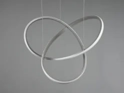 LED Pendelleuchte COURSE Silber mit Stufen Dimmer, 4000K Neutralweiß, Ø 60cm