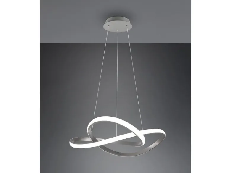 LED Pendelleuchte COURSE Silber mit Stufen Dimmer, 4000K Neutralweiß, Ø 60cm
