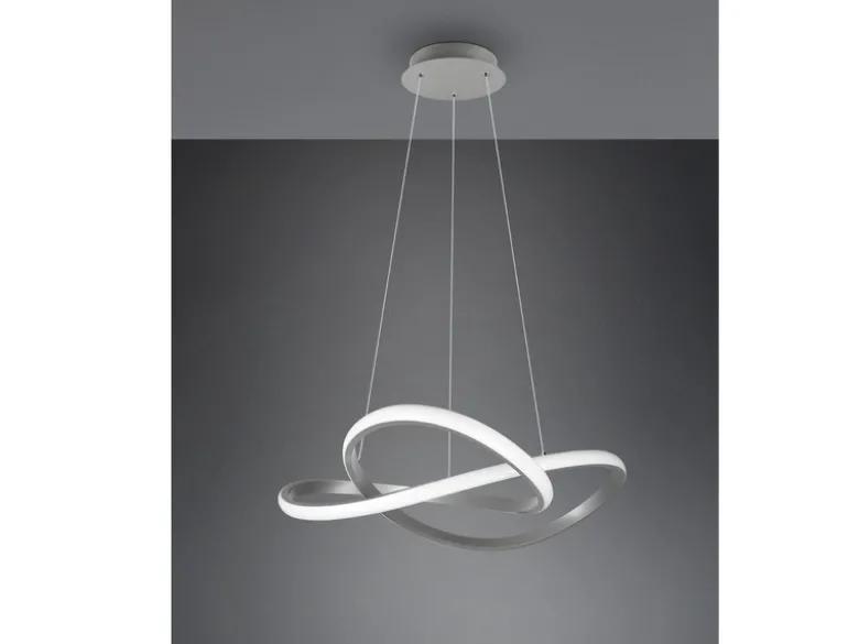 LED Pendelleuchte COURSE Silber mit Stufen Dimmer, 4000K Neutralweiß, Ø 60cm