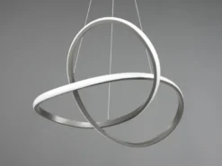 LED Pendelleuchte COURSE Silber mit Stufen Dimmer, 4000K Neutralweiß, Ø 60cm