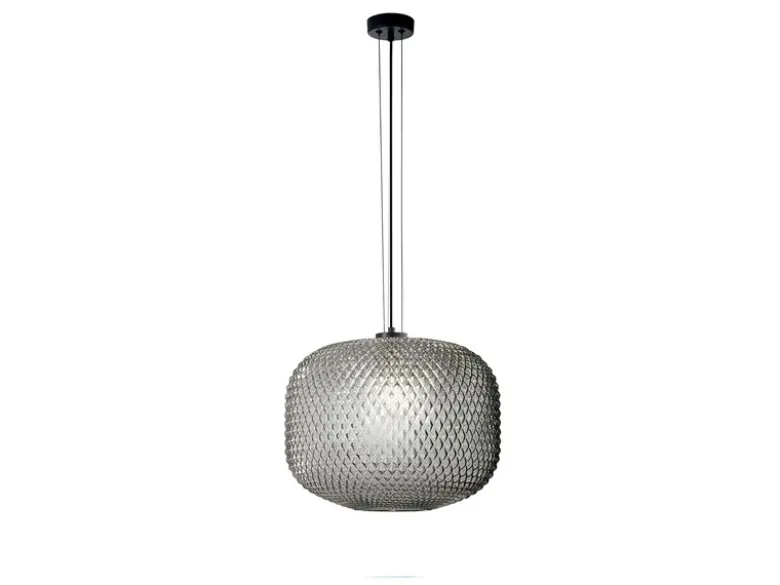 LED Pendelleuchte einflammig Kristall Glasschirm Rauchglas, Ø 40cm