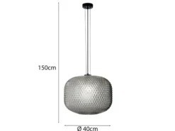LED Pendelleuchte einflammig Kristall Glasschirm Rauchglas, Ø 40cm
