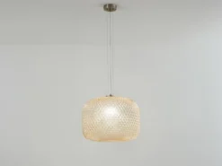 LED Pendelleuchte einflammig Kristall Glasschirm Bernsteinfarben, Ø 40cm