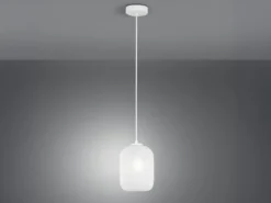 LED Pendelleuchte einflammig Kristall Glasschirm in Weiß, Ø 15cm