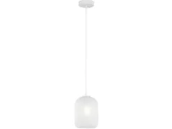 LED Pendelleuchte einflammig Kristall Glasschirm in Weiß, Ø 15cm