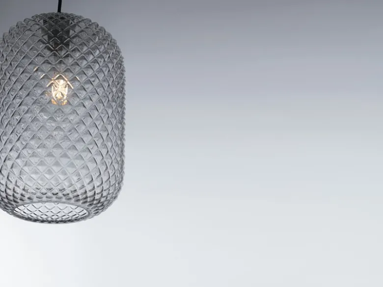 LED Pendelleuchte einflammig Kristall Glasschirm Rauchglas Ø15cm
