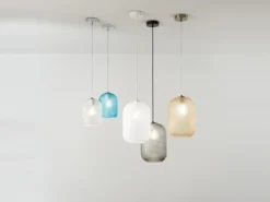LED Pendelleuchte einflammig Kristall Glasschirm Bernsteinfarben, Ø 20cm