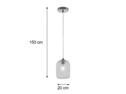 LED Pendelleuchte einflammig Kristall Glasschirm Bernsteinfarben, Ø 20cm
