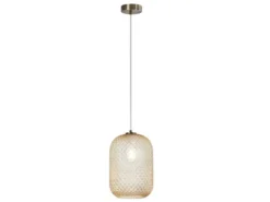 LED Pendelleuchte einflammig Kristall Glasschirm Bernsteinfarben, Ø 20cm