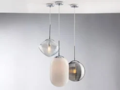 LED Pendelleuchte einflammig mit Relief Milchglas Lampenschirm Weiß, Ø 23cm