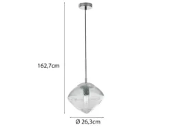 LED Pendelleuchte einflammig mit Relief Glasschirm in Blau, Ø 26cm