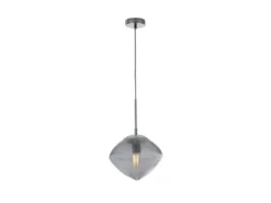 LED Pendelleuchte einflammig mit Relief Glasschirm in Blau, Ø 26cm