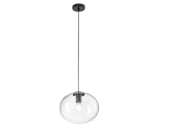LED Pendelleuchte einflammig mit Kugel Glasschirm transparent Ø 30cm