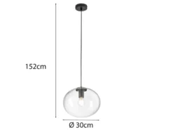 LED Pendelleuchte einflammig mit Kugel Glasschirm transparent Ø 30cm