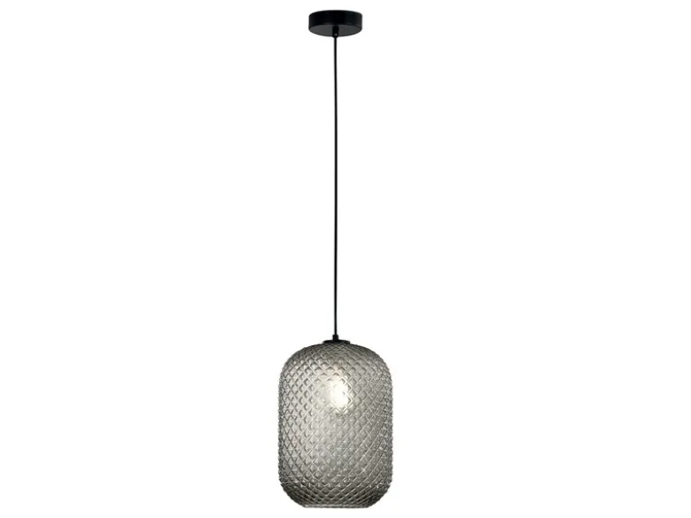 LED Pendelleuchte einflammig Kristall Glasschirm Rauchglas, Ø20cm