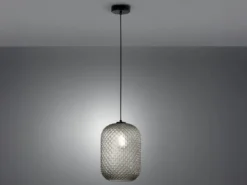 LED Pendelleuchte einflammig Kristall Glasschirm Rauchglas, Ø20cm