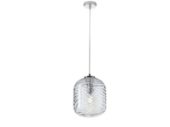 LED Pendelleuchte einflammig Wellenmuster Glasschirm in Blau, Ø 24,5cm