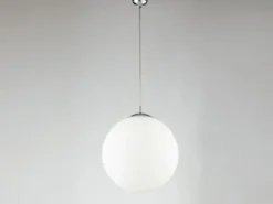 LED Pendelleuchte einflammig Glaskugel Opalweiß, Ø 45cm
