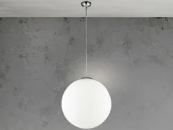 LED Pendelleuchte einflammig Glaskugel Opalweiß, Ø 45cm
