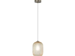 LED Pendelleuchte einflammig Kristall Glasschirm Bernsteinfarben, Ø15cm