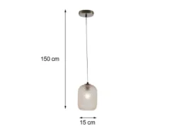 LED Pendelleuchte einflammig Kristall Glasschirm Bernsteinfarben, Ø15cm