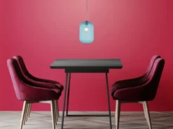 LED Pendelleuchte einflammig Kristall Glasschirm in Blau, Ø 20cm