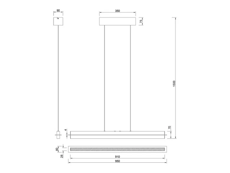 LED Pendelleuchte EMERSON höhenverstellbar & dimmbar, Silber, Breite 95cm